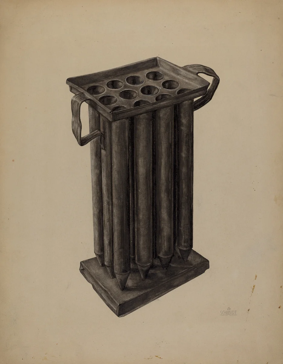 Candle Mold by William Schmidt, index of american design, 1935-1942
