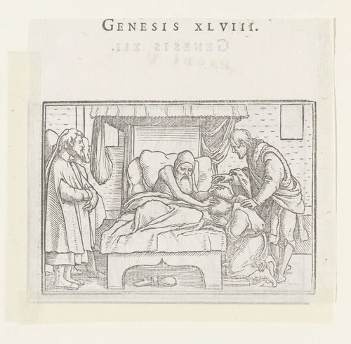 Jakob zegent Efraïm en Manasse by Hans Holbein, print, 1538