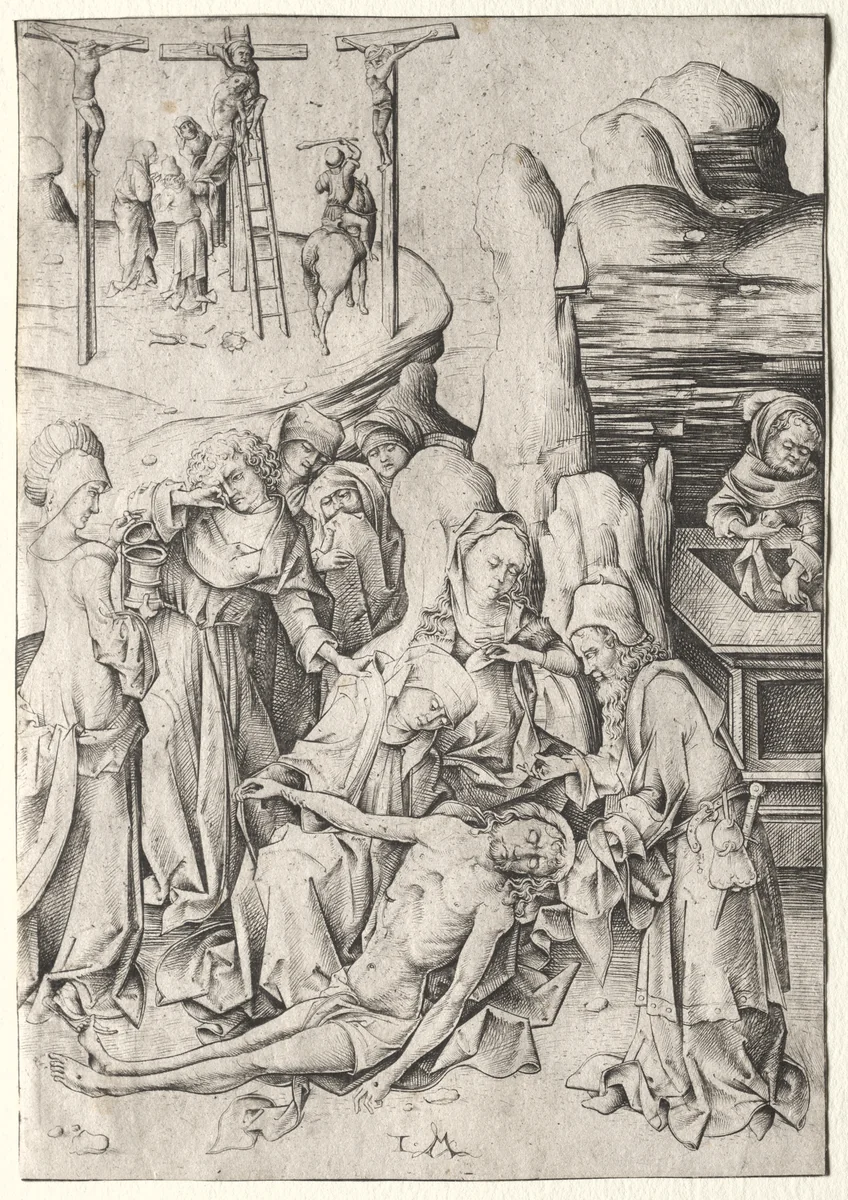 The Passion: The Lamentation by Israhel van Meckenem, print, 1475-1485