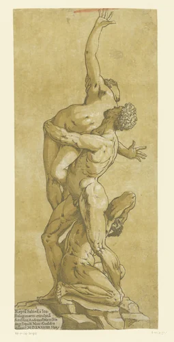 Sabijnse maagdenroof by Unknown, print, 1584