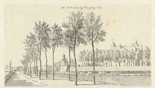 Loevestein by Jan de Beijer, drawing, 1750