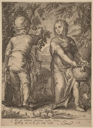 Autumn by Jan Pietersz Saenredam; Hendrick Goltzius, print, 1601