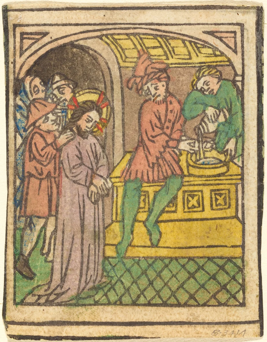 Pilate Washing His Hands [recto] by German 15th Century, print, 1440-1450