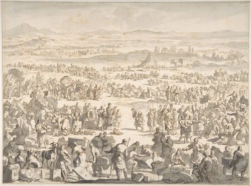 Melchizedek Blessing Abraham by Jan Luyken, drawing, 1660-1712