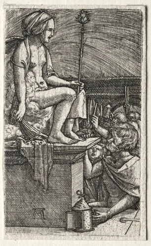 The Roman Courtesan or The Revenge of the Sorcerer Virgil by Albrecht Altdorfer, print, 1520-1526