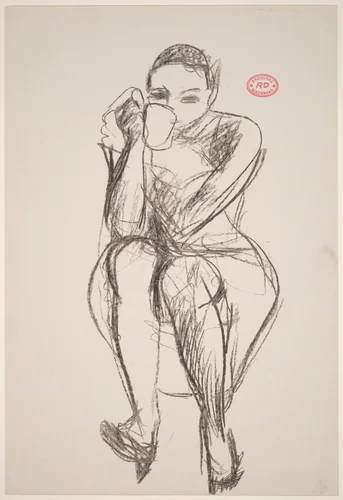 Untitled [seated woman with cup to mouth] by Richard Diebenkorn, drawing, 1955-1967