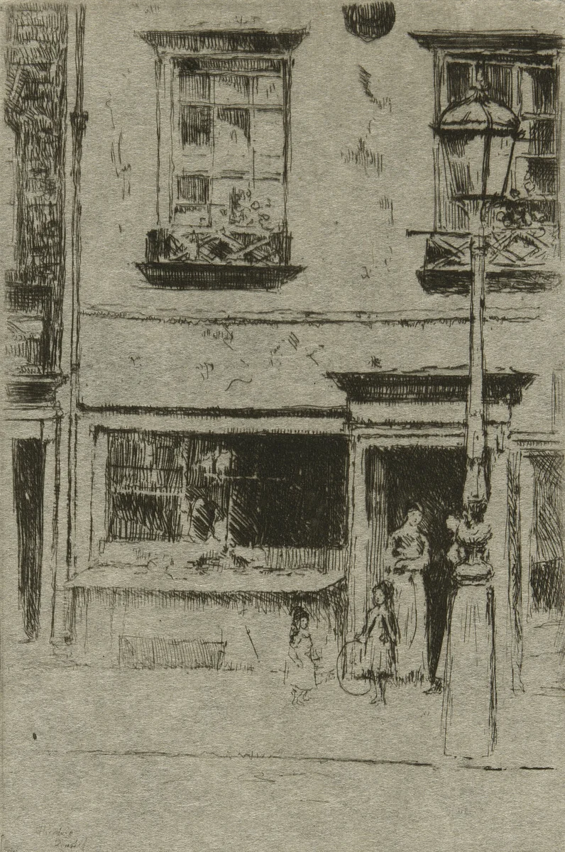 The Little Fish Shop, Chelsea Embankment by Theodore Roussel, print, 1888-1889