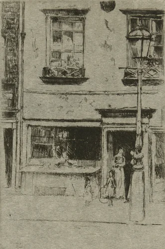 The Little Fish Shop, Chelsea Embankment by Theodore Roussel, print, 1888-1889