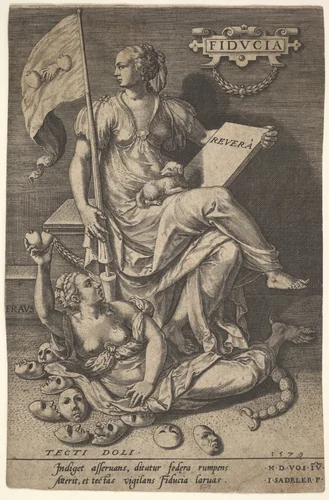 Fiducia, from "Virtues Conquering Vices" by Johann Sadeler I, print, 1579