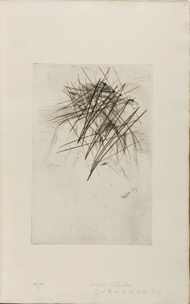 Whistler with a Hat by James McNeill Whistler, print, 1859