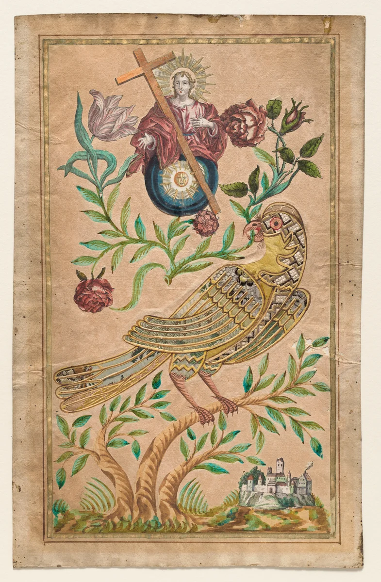 Christ with the Cross by anonymous, print, 1700-1800