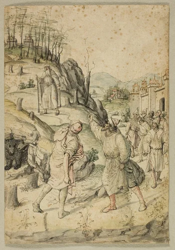 The Mocking of Elisha by Jean Poyer, drawing, 1495-1505