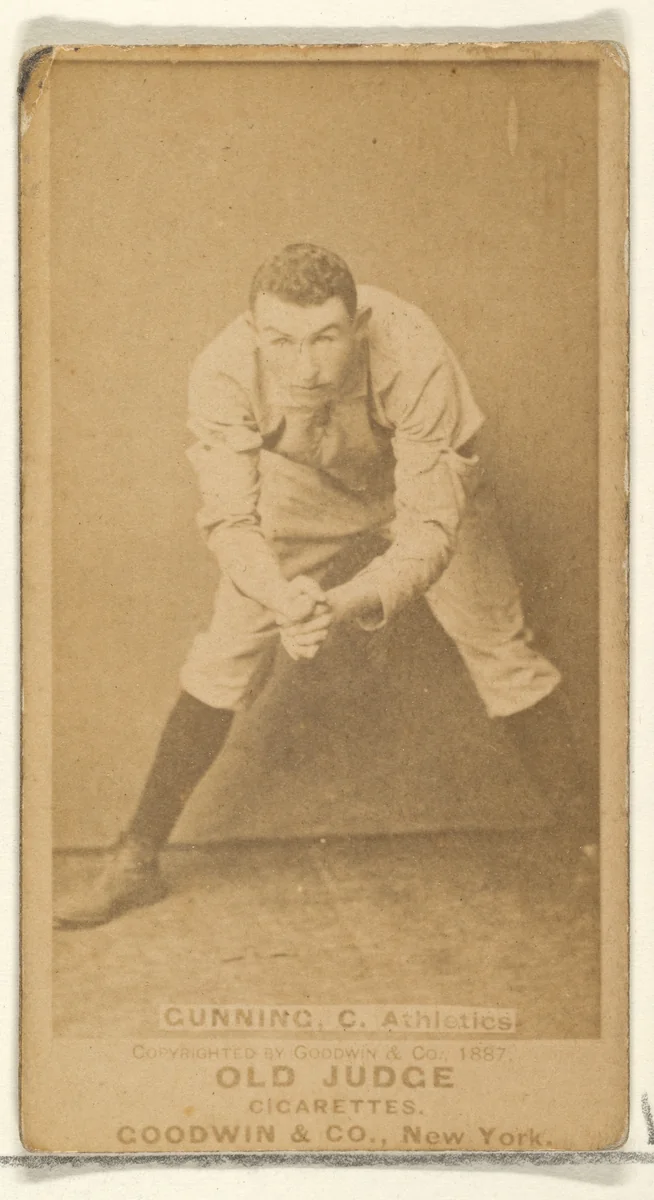 Gunning, Catcher, Philadelphia Athletics, from the Old Judge series (N172) for Old Judge Cigarettes by Goodwin & Company, photograph, 1887