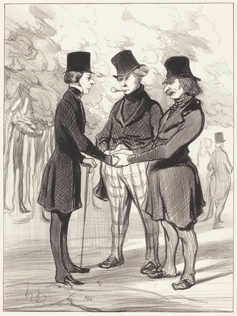 Quelle heureuse rencontre!... C'est... by Honoré Daumier, print, 1845