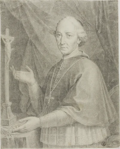 Portrait of Ecclesiastic by Caspar Netscher, drawing, 1659-1684