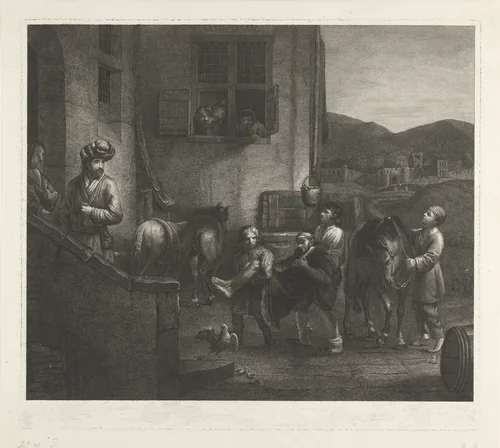 De barmhartige Samaritaan by Johannes Pieter de Frey, print, 1780-1834