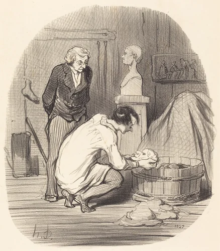 L'Artiste - Voila qui est terminé!... by Honoré Daumier, print, 1852