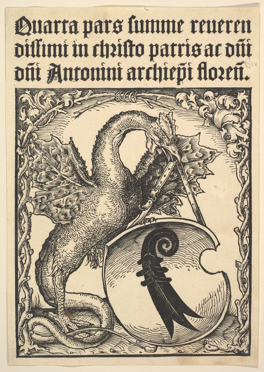 Basilisk Supporting the Arms of the city of Basel by Master DS, print, 1511