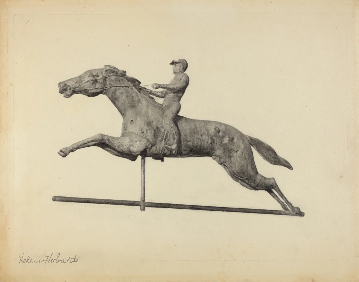 Horse and Rider Weather Vane by Helen Hobart, index of american design, 1935-1942