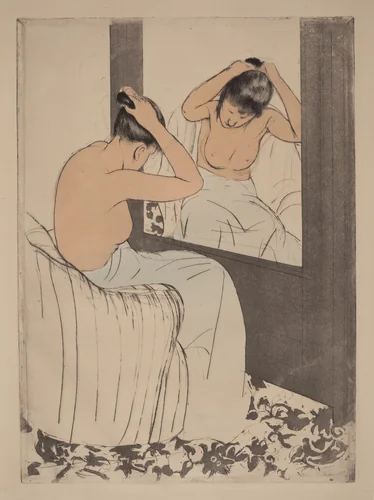 The Coiffure by Mary Cassatt, print, 1890-1891