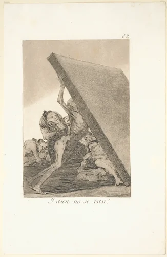 And Still They Don't Go!, Plate 59 by Francisco de Goya, print, 1799