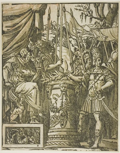 Mucius Scevola by Andrea Andreani, print, 1608