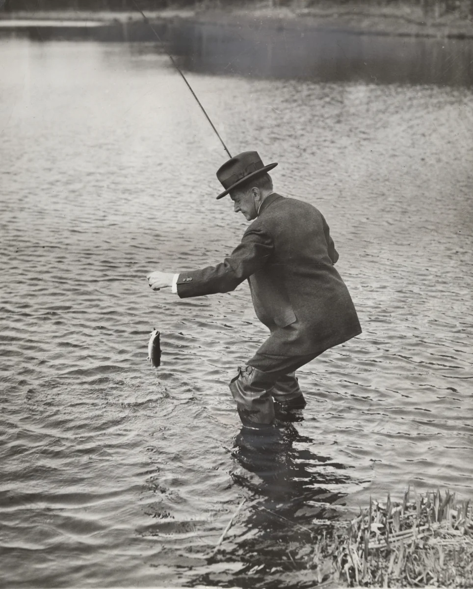 "A Famous Fisherman in Action" by Times Wide World Photos, photograph, 1932
