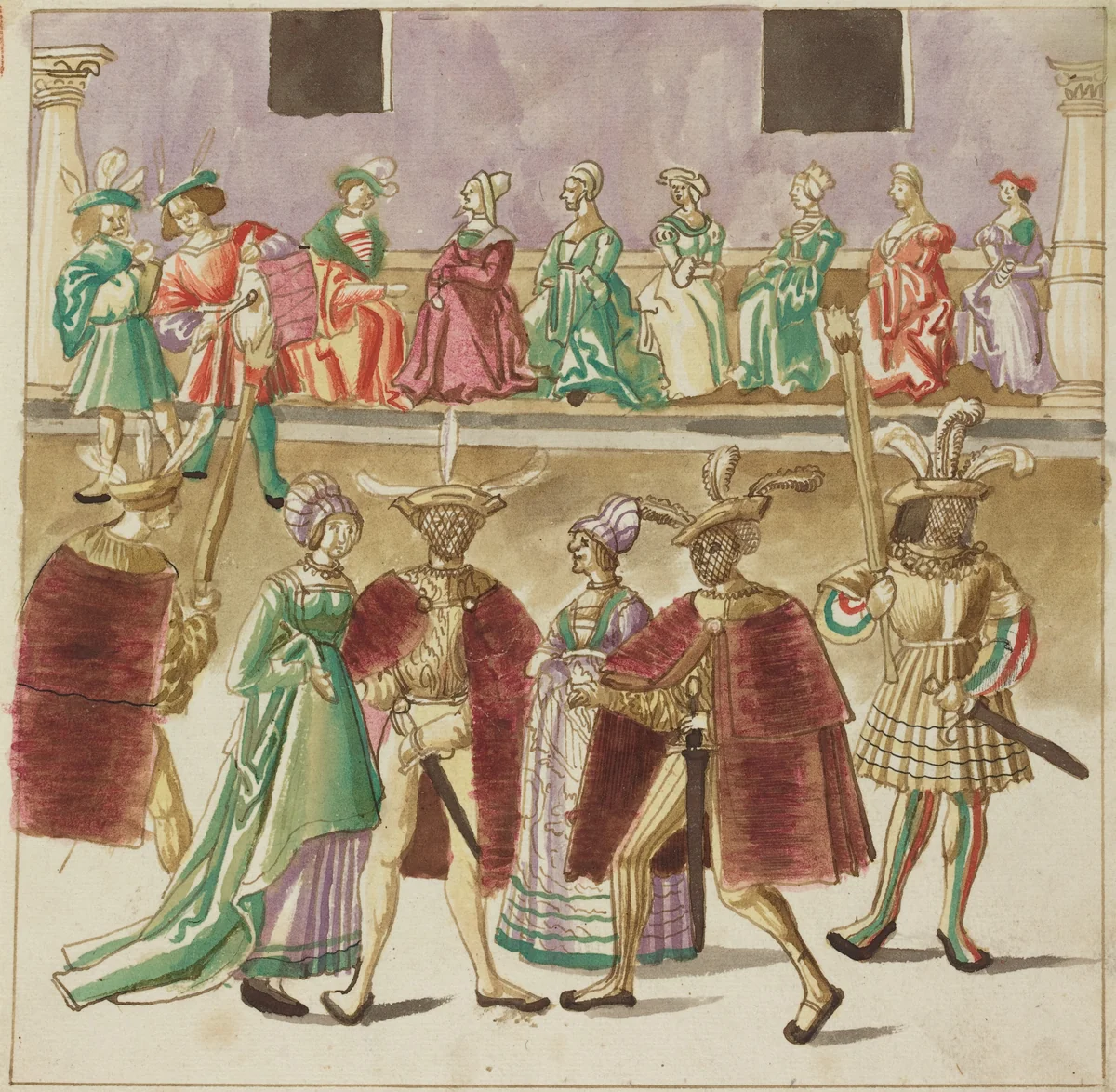 Masquerade by German 16th Century, drawing, 1515