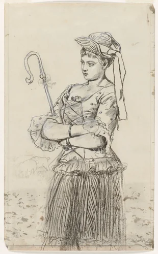 Shepherdess by Winslow Homer, drawing, 1878