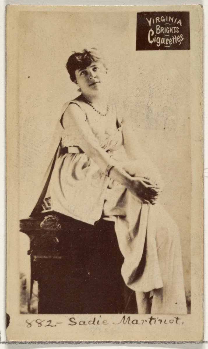 Card 882, Sadie Martinot, from the Actors and Actresses series (N45, Type 2) for Virginia Brights Cigarettes by Allen & Ginter, photograph, 1885-1891