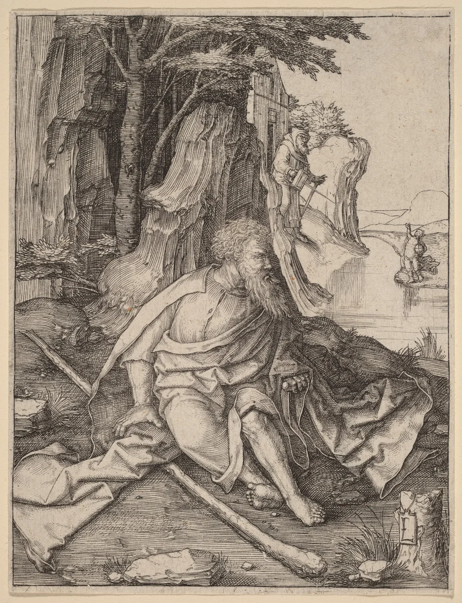 Saint Christopher at the Border of a River by Lucas van Leyden, print, 1505-1506