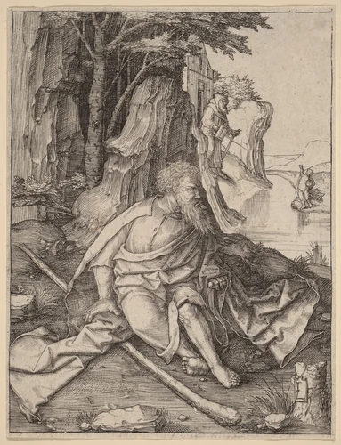 Saint Christopher at the Border of a River by Lucas van Leyden, print, 1505-1506
