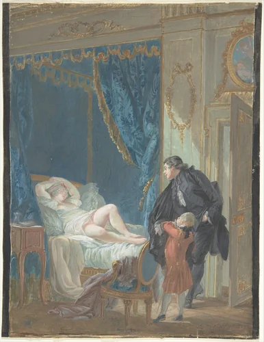 Le Matin (Morning) by Pierre-Antoine Baudouin, drawing, 1720-1780