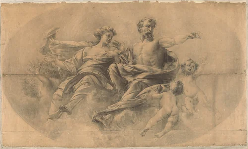 Zeus and Hera by Karel Vitezslav Masek, drawing, 1895