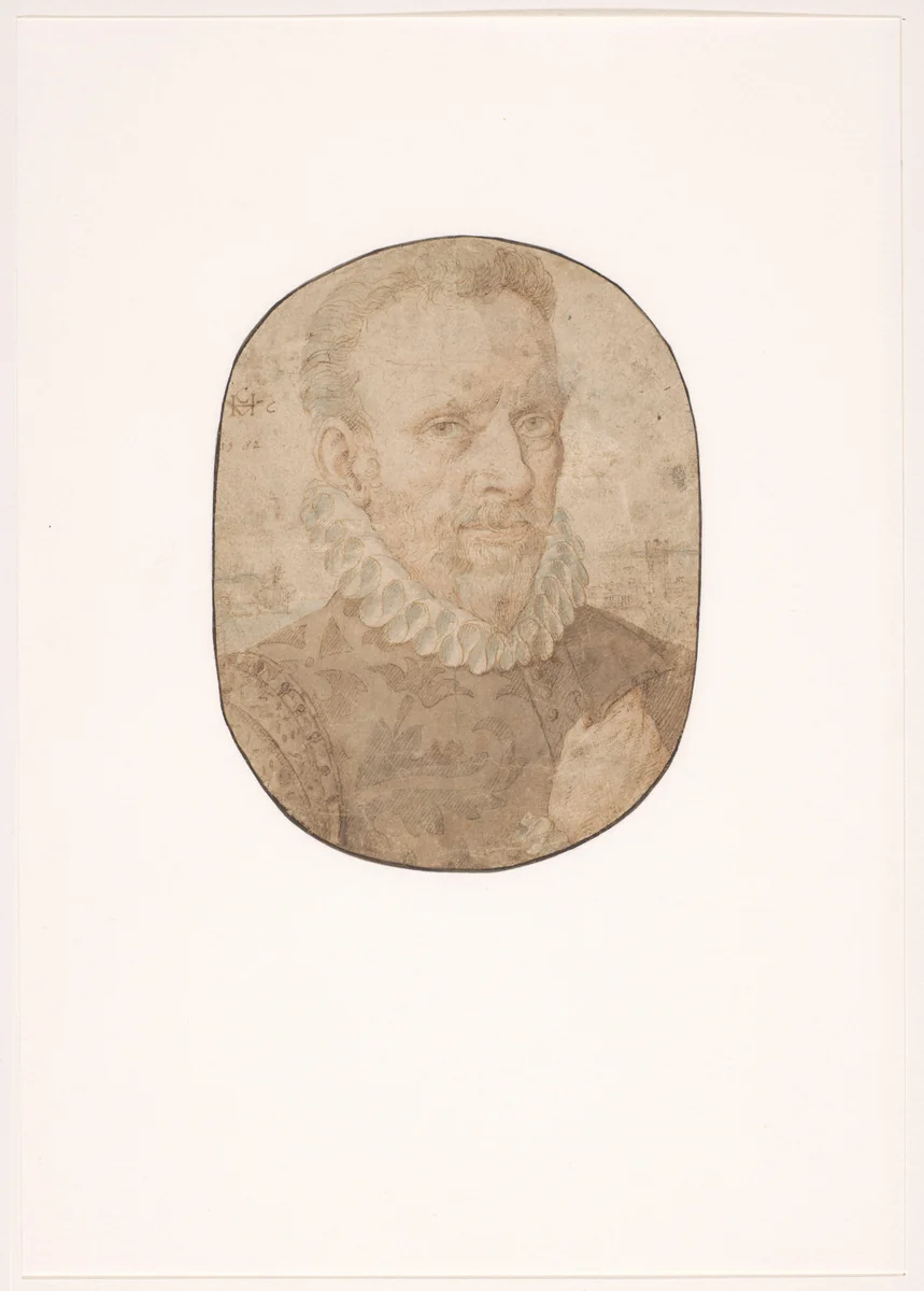Portret van een man by Hendrick van Cleve, drawing, 1582
