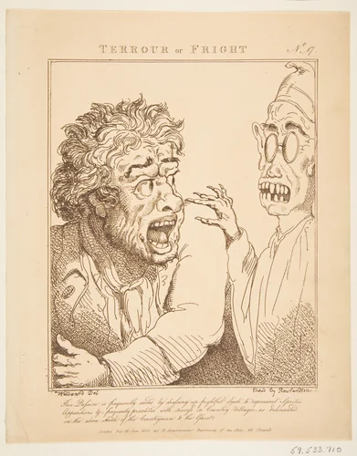 Terrour or Fright (Le Brun Travested, or Caricatures of the Passions) by Thomas Rowlandson, print, 1800