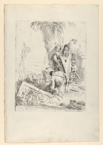 A Shepherd with two Magicians, from the Scherzi by Giovanni Battista Tiepolo, print, 1725-1780