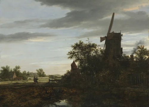 Landscape with a Windmill by Jacob van Ruisdael, painting, 1646