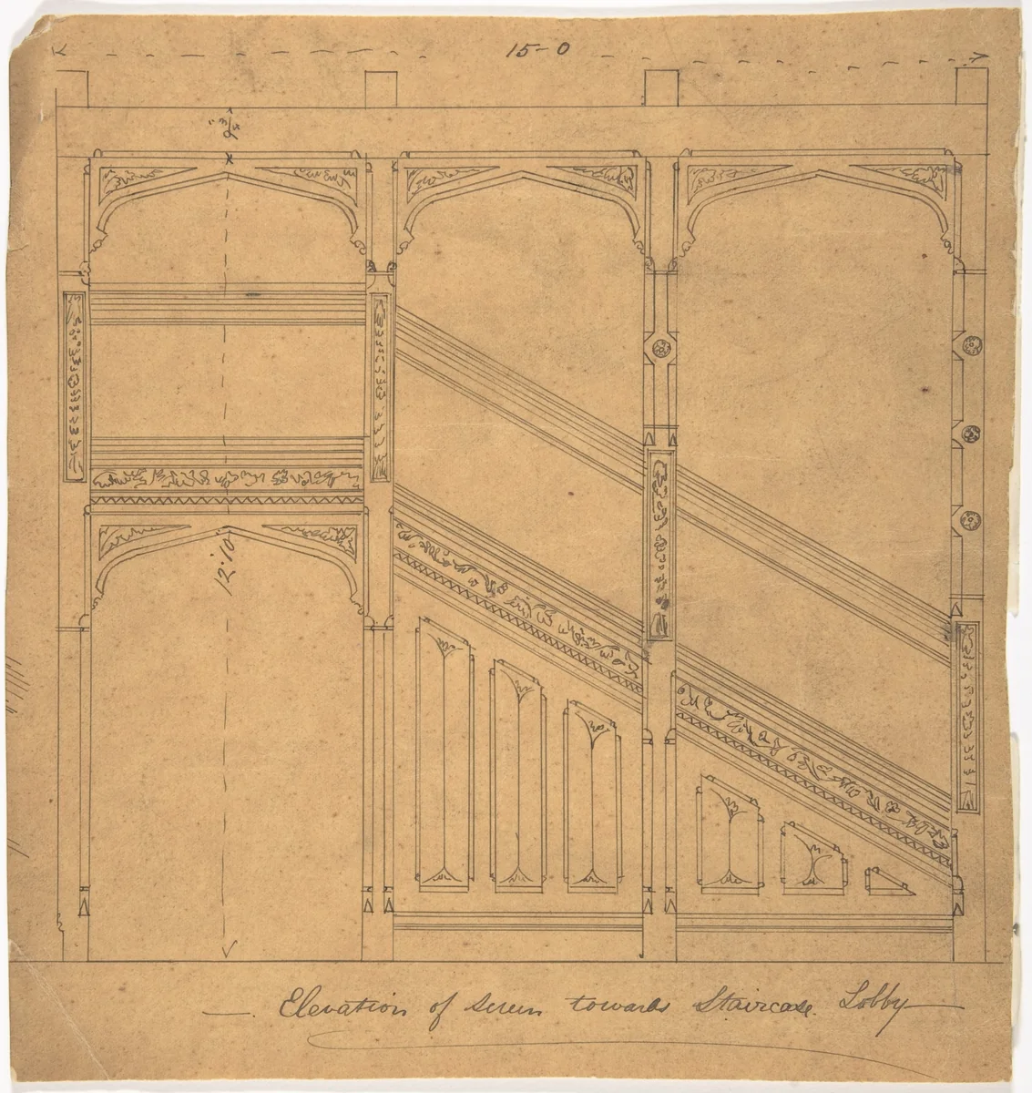Staircase Lobby Design by anonymous, drawing, 1800-1900