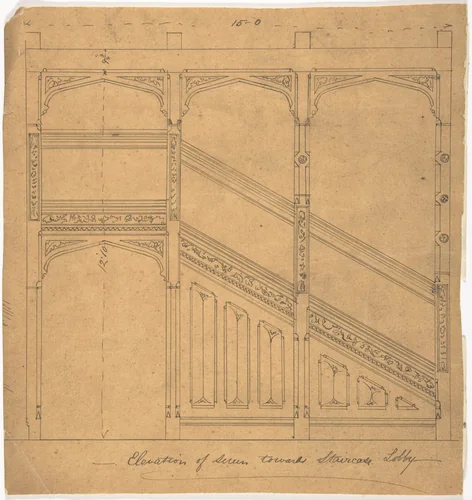 Staircase Lobby Design by anonymous, drawing, 1800-1900