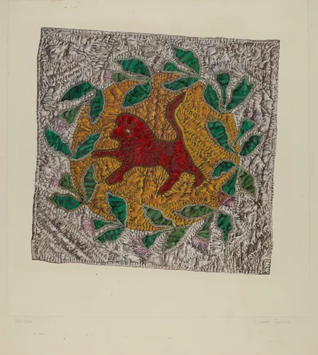 Quilt Block "Red Lion" by Florence Truelson, index of american design, 1935-1942