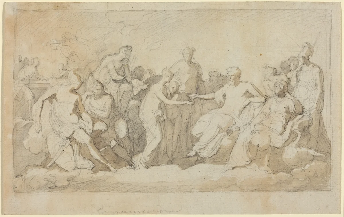 Psyche Received on Mount Olympus by Vincenzo Camuccini, drawing, 1771-1844