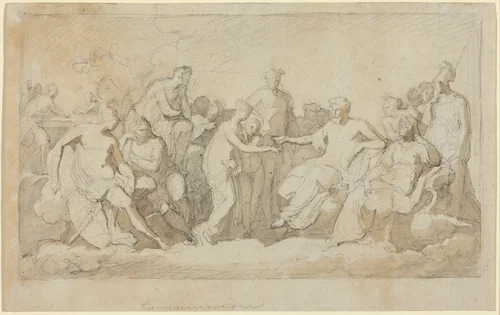 Psyche Received on Mount Olympus by Vincenzo Camuccini, drawing, 1771-1844
