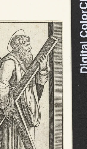 Apostel Andreas met kruis by anonymous, print, 1517-1577