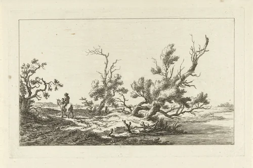 Ruiter in een landschap by Carel Lodewijk Hansen, print, 1780-1840