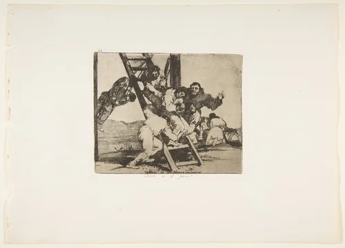 Plate 14 from "The Disasters of War" (Los Desastres de la Guerra): It's a hard step! (Duro es el paso!) by Goya, print, 1810-1823