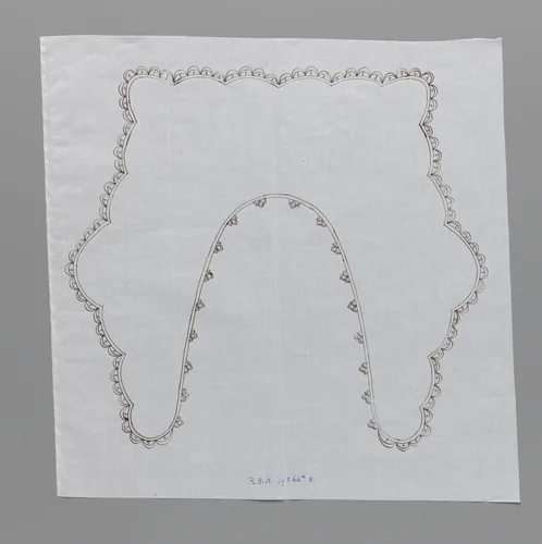 Naaldkantpatroon voor de randen van een kraag by Village Elisabeth, textile, 1915-1924