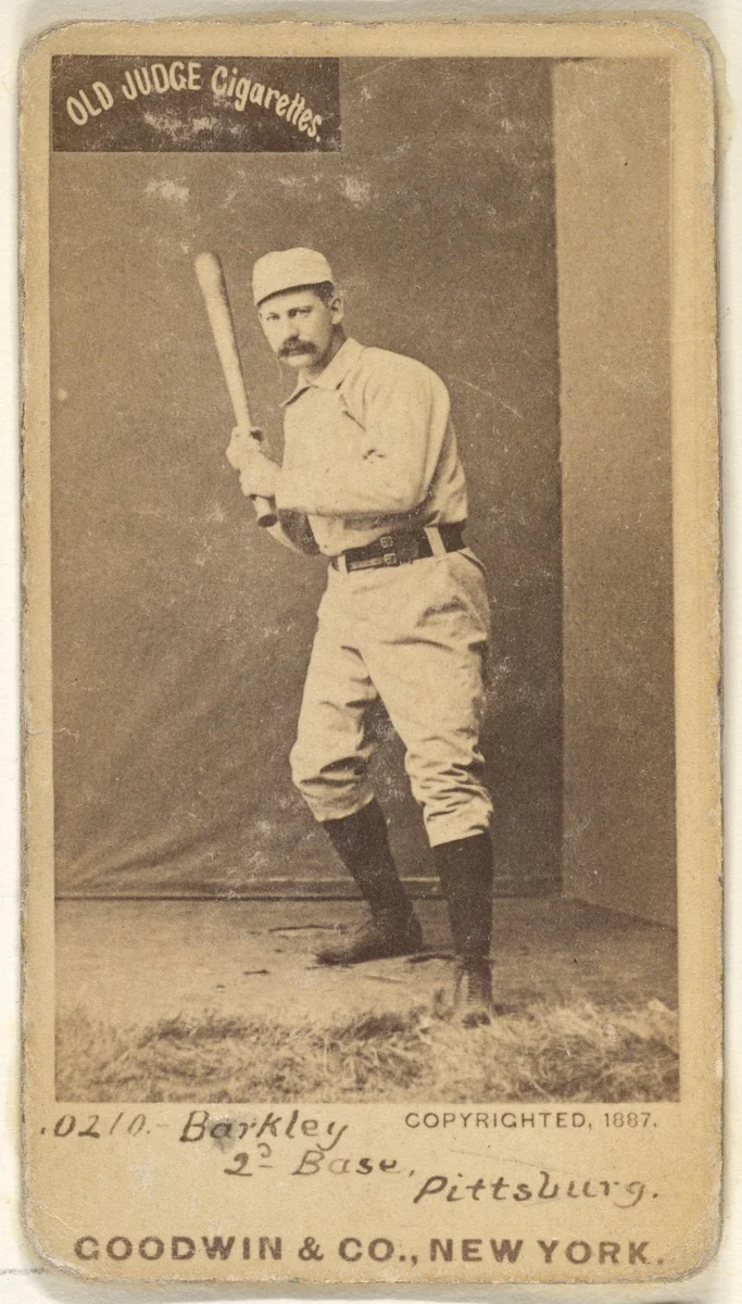 Sam Barkley, 2nd Base, Pittsburgh, from the Old Judge series (N172) for Old Judge Cigarettes by Goodwin & Company, photograph, 1887