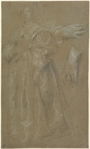 Study for a Portrait of a Lady by Anthony van Dyck, drawing, 1610-1641