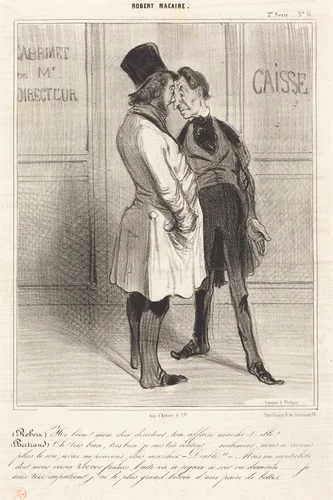(Robert) Hé bien! mon cher directeur... by Honoré Daumier, print, 1841